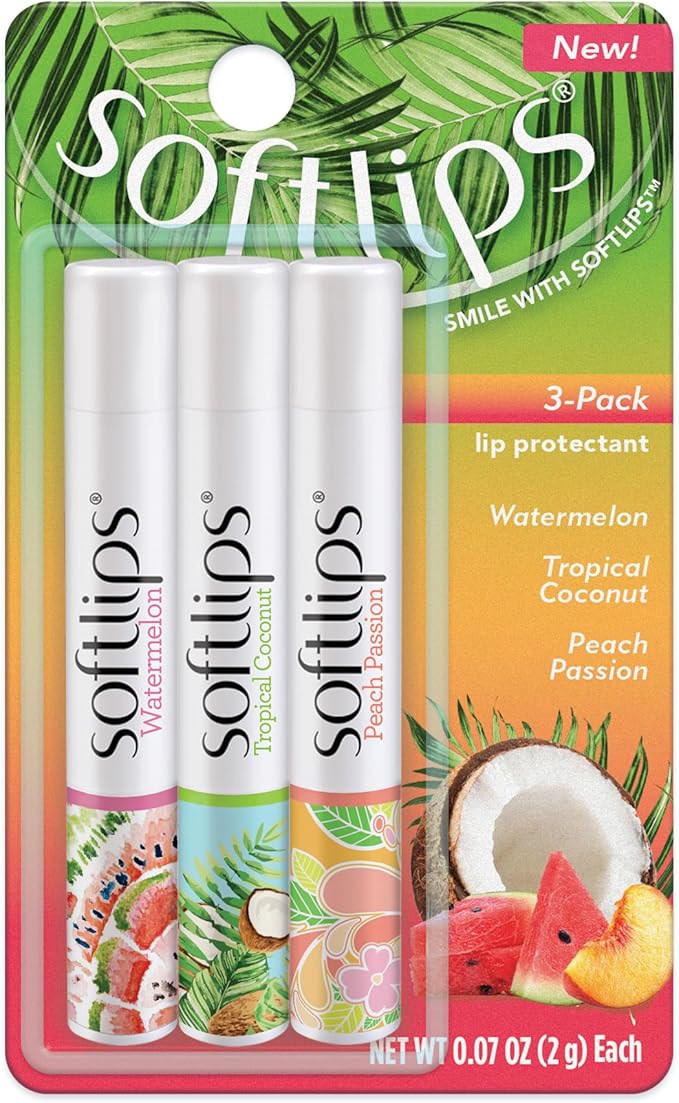 Softlips SPRING TROPICAL LIP BALMS 3-PACK - HYDRATING LIP CARE SET WITH WATERMELON, TROPICAL COCONUT, AND PEACH PASSION FLAVORS - Image 5